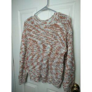Rd style Women's Long Sleeve Orange White Grey Y2K Hi Lo Hem Sweater. Size L